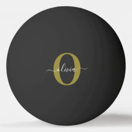Bolinha De Ping Pong Nome com Letra Inicial Personalizada Preto Branco