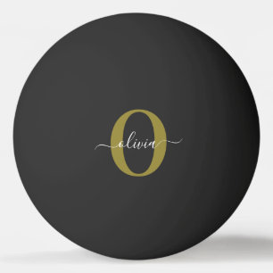 Bolinha De Ping Pong Nome com Letra Inicial Personalizada Preto Branco