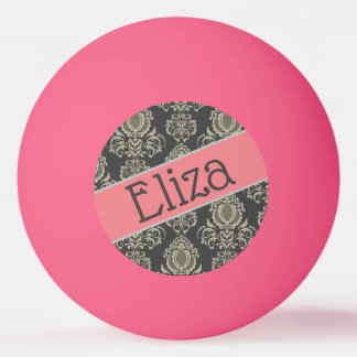 Bolinha De Ping Pong Nome de Damasco Personalizado do Designer