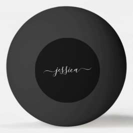Bolinha De Ping Pong Nome de script elegante branco preto