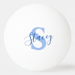 Bolinha De Ping Pong Nome do monograma azul e inicial
