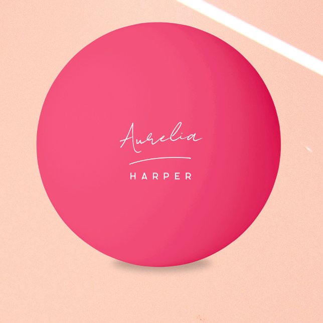 Bolinha De Ping Pong Nome do Monograma Rosa Personalizado (Criador carregado)