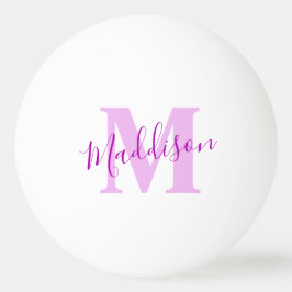 Bolinha De Ping Pong Nome inicial do monograma cor-de-rosa púrpura