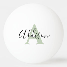Bolinha De Ping Pong Nome inicial do monograma verde de sábado preto