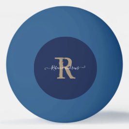 Bolinha De Ping Pong Nome Inicial do Script Monograma do Marinho Elegan