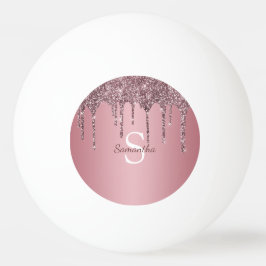 Bolinha De Ping Pong Nome Monograma Brilho Rosa Dourado Rosado