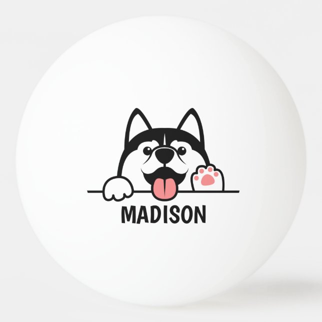 Bolinha De Ping Pong Nome Personalizado Cole Siberian Husky (Frente)