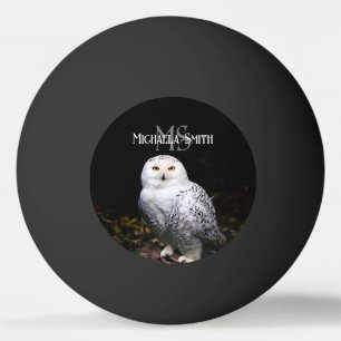Bolinha De Ping Pong Nome personalizado da coruja de neve majestosa de