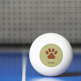 Bolinha De Ping Pong Nome personalizado da pata de cão castanho