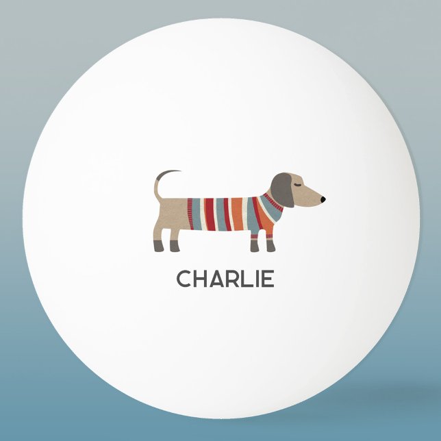 Bolinha De Ping Pong Nome Personalizado do Cão de Enchimento de Enchime (Fun Dachshund Wiener Sausage Dog personalized custom name ping pong ball)