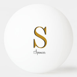 Bolinha De Ping Pong Nome Personalizado do Monograma Dourado Inicial