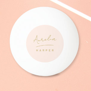 Bolinha De Ping Pong Nome Personalizado do Script Dourado do Monograma 
