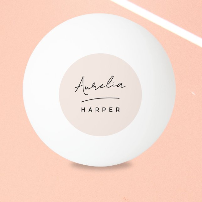 Bolinha De Ping Pong Nome Personalizado do Script Monograma Rosa (Criador carregado)