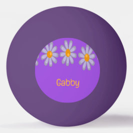 Bolinha De Ping Pong Nome personalizado flores azuis em roxo