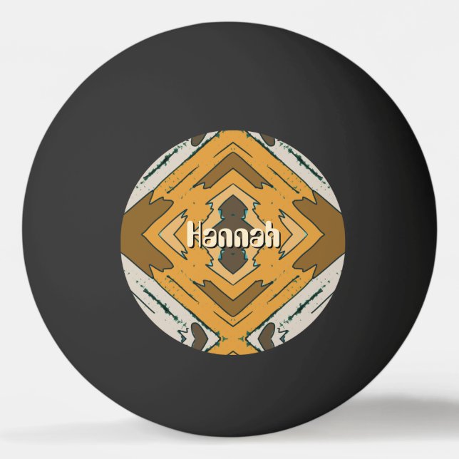 Bolinha De Ping Pong Nome Personalizado Geométrico Rústico Marrom Doura (Frente)