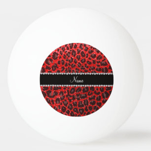 Bolinha De Ping Pong Nome personalizado impressão leopardo neon vermelh
