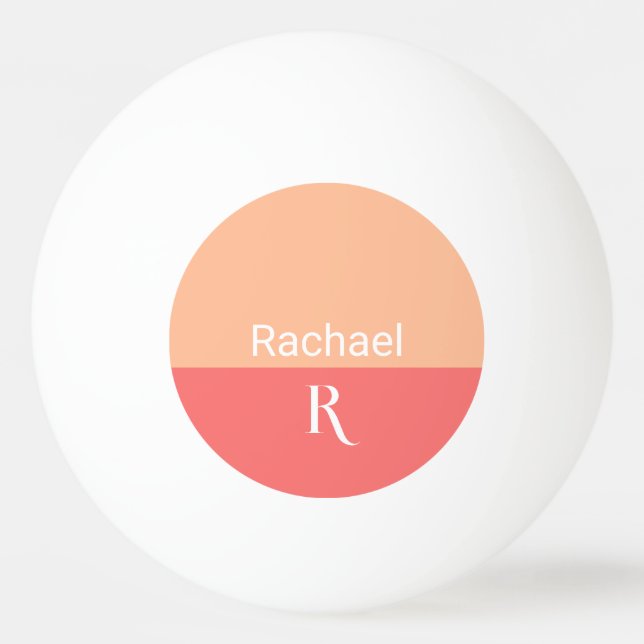 Bolinha De Ping Pong Nome Simples do Monograma de Pêssego (Frente)