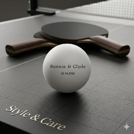 Bolinha De Ping Pong Nomes Personalizados Elegantes e Data Branca