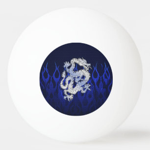 Bolinha De Ping Pong O dragão no cromo gosta de estilos azuis da fibra