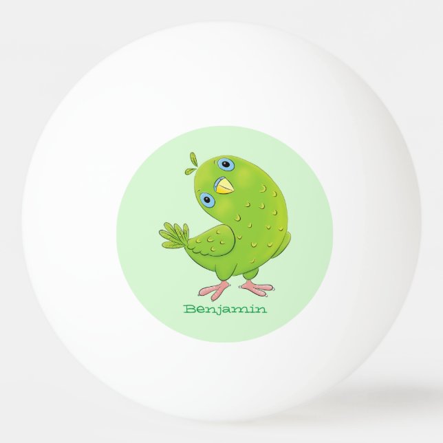 Bolinha De Ping Pong Óptica de desenho animado de periquito, verde e bo (Frente)