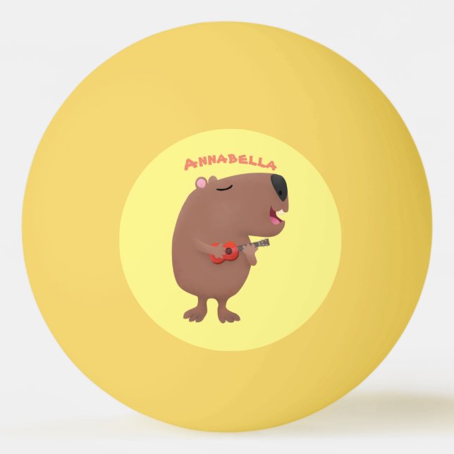 Bolinha De Ping Pong Óptica desenho animado de capybara ukulele (Frente)