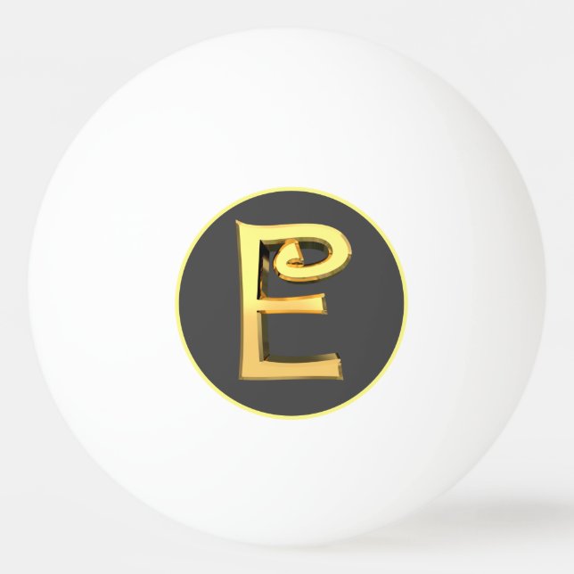 Bolinha De Ping Pong Ouro Personalizado - Letra E (Frente)