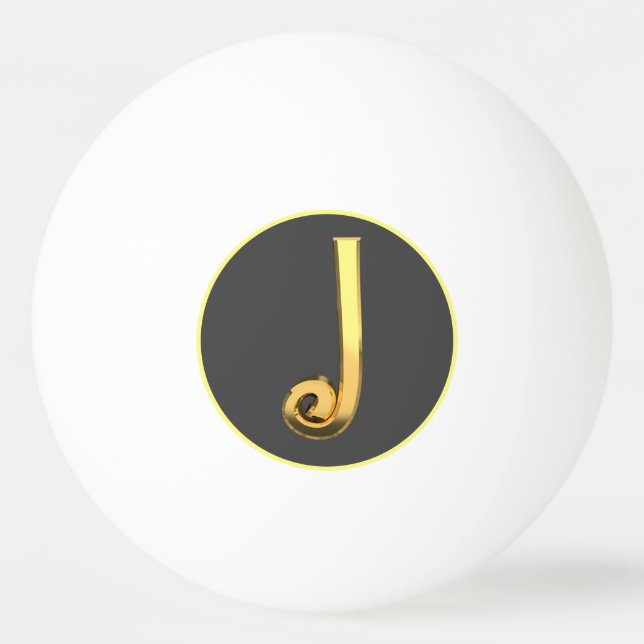 Bolinha De Ping Pong Ouro Personalizado - Letra J (Frente)