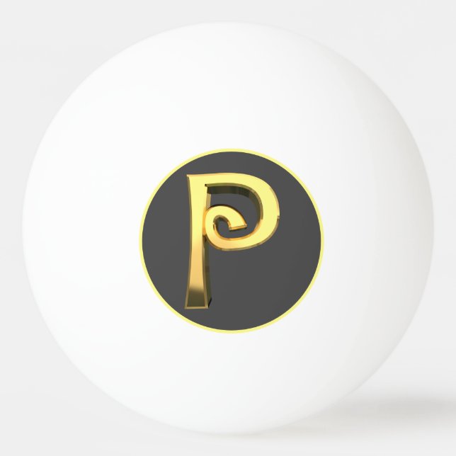 Bolinha De Ping Pong Ouro Personalizado - Letra P (Frente)