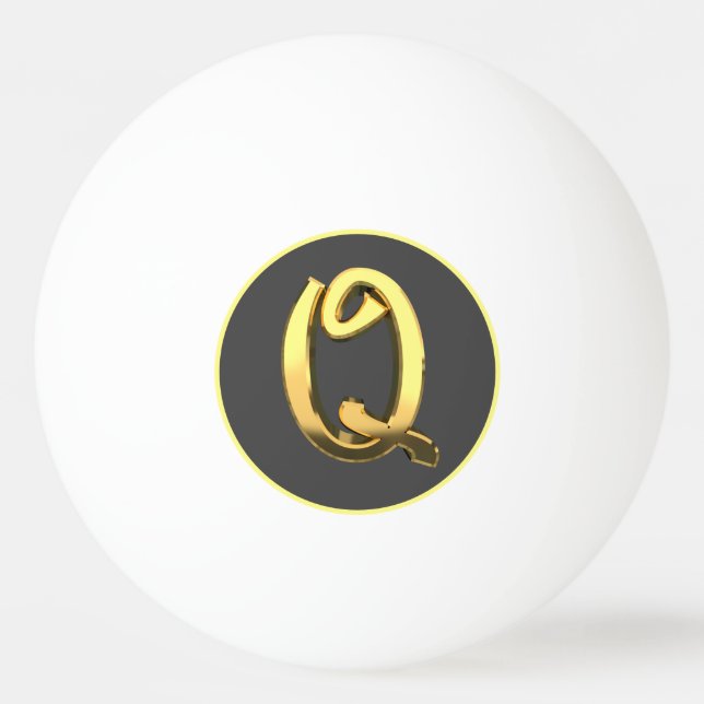 Bolinha De Ping Pong Ouro Personalizado - Letra Q (Frente)