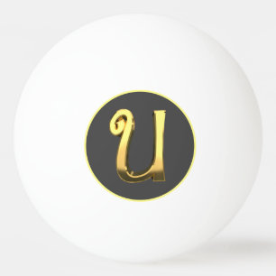 Bolinha De Ping Pong Ouro Personalizado - Letra U