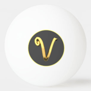 Bolinha De Ping Pong Ouro Personalizado - Letra V