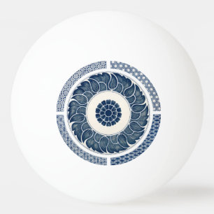 Bolinha De Ping Pong Padrão Antigo de Porcelana Azul e Branco Chinesa