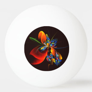 Bolinha De Ping Pong Padrão de Abstrato de Arte Floral Azul Laranja Mod