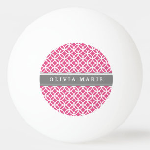 Bolinha De Ping Pong Padrão de Círculos Modernos Rosa de Nome Persona
