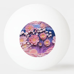 Bolinha De Ping Pong Padrão de Corte Floral de Pastel Púrpura Rosa Ador