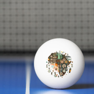 Bolinha De Ping Pong Padrão de Elementos Tribais Decorativos do Mapa da