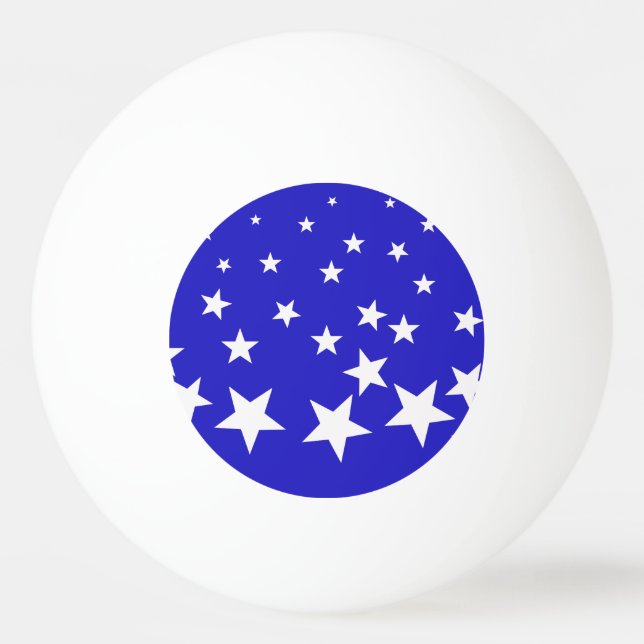 Bolinha De Ping Pong Padrão de estrela branca sobre fundo azul (Frente)