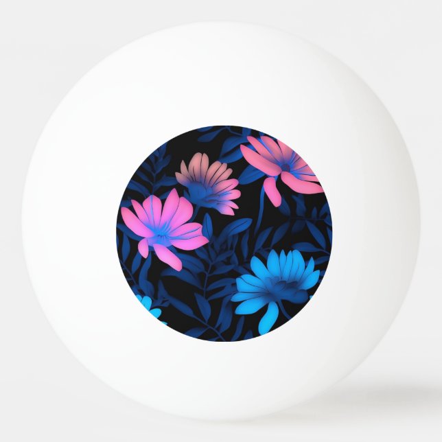 Bolinha De Ping Pong Padrão de Flores Neon Brilhantes (Frente)