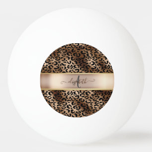 Bolinha De Ping Pong Padrão de Leopardo Bronze Preto Monograma