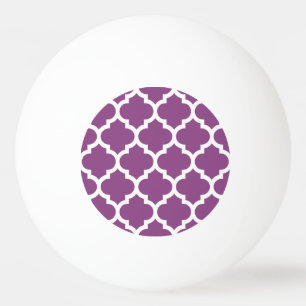 Bolinha De Ping Pong Padrão de Quatrefoil Quatrefoil Branco Plum Purple