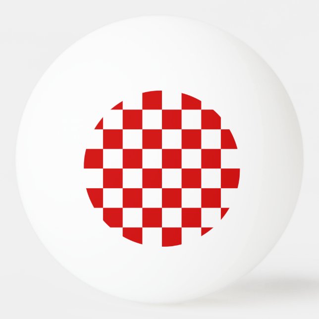 Bolinha De Ping Pong Padrão do Verificador Vermelho e Branco (Frente)
