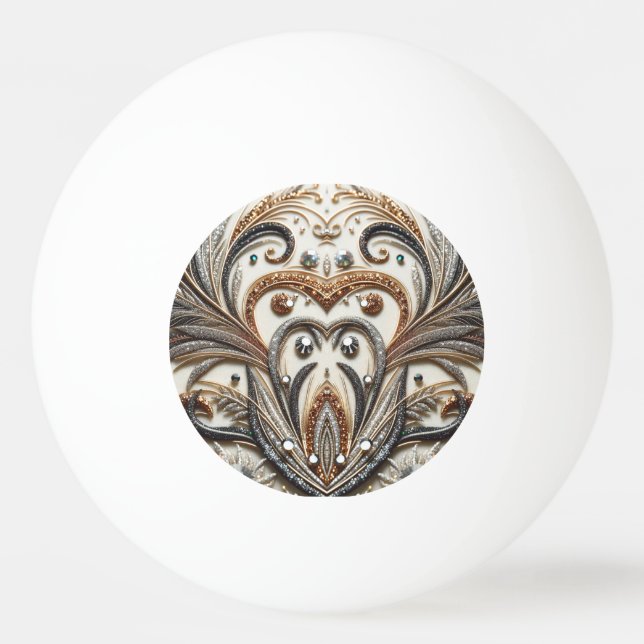 Bolinha De Ping Pong Padrão floral brilhante com gemstone (Frente)
