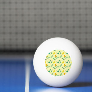 Bolinha De Ping Pong Padrão floral com rosa amarela e flores tulipas
