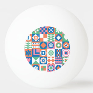 Bolinha De Ping Pong Padrão Folclórico Escandinavo abstrato