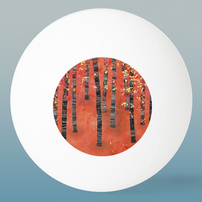 Bolinha De Ping Pong Paisagem da Floresta Birch (Red abstract forest ping pong ball)