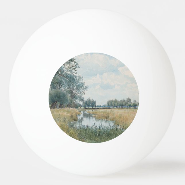 Bolinha De Ping Pong Paisagem fluvial perto de Ruas. Ives, Huntingdonsh (Frente)