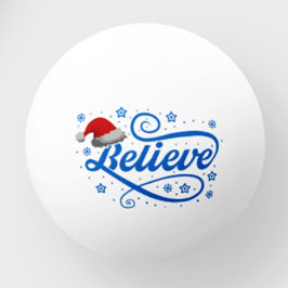 Bolinha De Ping Pong Papai Noel acredita no Natal - azul-Chapéu