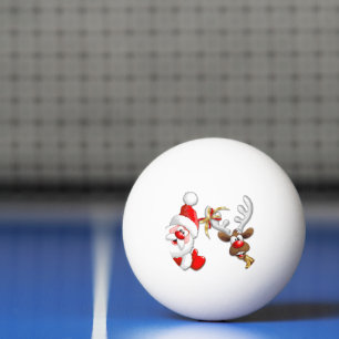 Bolinha De Ping Pong Papais noeis e Reindeer Feliz Christmass Happy Car