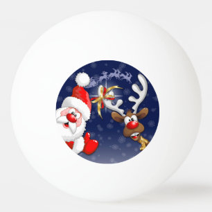 Bolinha De Ping Pong Papais noeis e Reindeer Feliz Christmass Happy Car