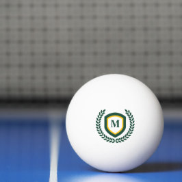 Bolinha De Ping Pong Paragem do logotipo Monograma Verde e Dourado